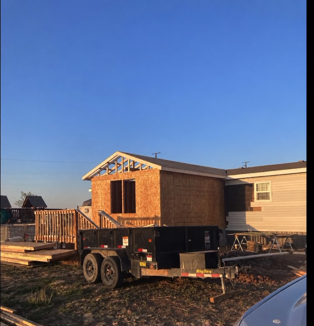 Home addition framing and sheathing stage